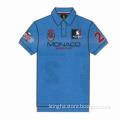 Men's polo shirts with embroidery and embroidered fabric patch in customized design